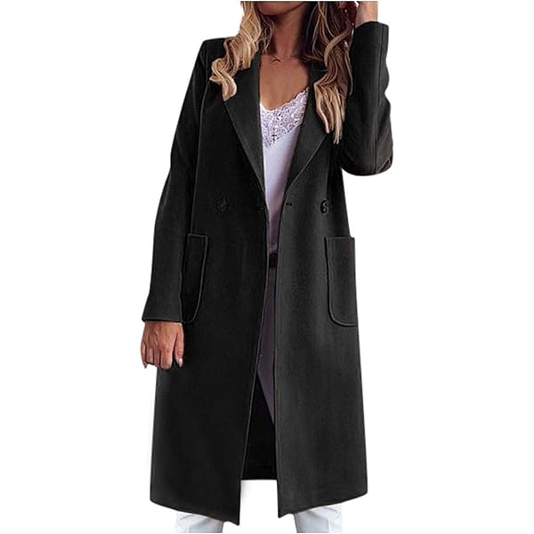 Amazon.com: Women's Charming Long Wool Trench Coat Winter Double